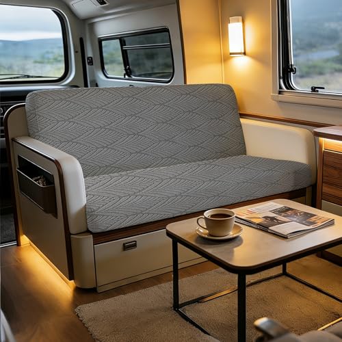 RV Dinette Cushion Covers, 4PCS Leaf RV Couch Cover, Camper Cushion Covers, Camper-rv Sofa Cover for Couch, Bench Seat & Dinette Booth Cushions(Dark Grey,[39.4" to 49.2"]×[19.7" to 25.6"]) - color: Leaf/Dark Grey/4pcs