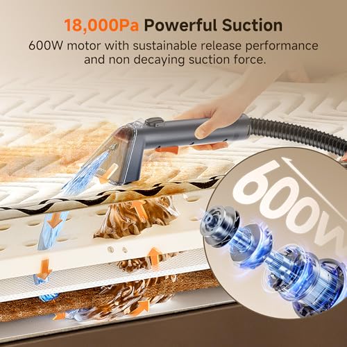 Uwant Carpet Cleaner Machine 18Kpa Powerful Suction, Portable Carpet Cleaner with Cleaning Tools&Self-cleaning Set for Cars,Sofa set of 1 (Margaret-Textile)