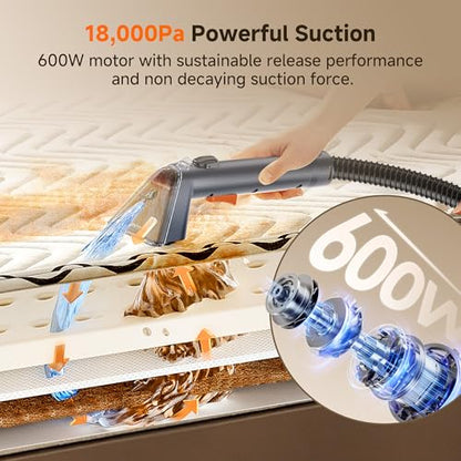 Uwant Carpet Cleaner Machine 18Kpa Powerful Suction, Portable Carpet Cleaner with Cleaning Tools&Self-cleaning Set for Cars,Sofa set of 1 (Margaret-Textile)