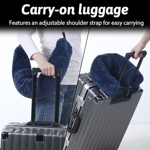 Stuffable Travel Pillow Stuffable Neck Pillow for Traveling Fillable Neck Pillows with Clothes Storage Fits 5+ Days of Travel Essentials Blue - color: Blue