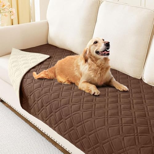 hyha Waterproof Dog Bed Blanket, Soft Pet Blankets, Waterproof Couch Cover for Dogs, Reversible Sofa Covers Washable for Furniture (30x70 Inch, Brown/Beige) - color: Brown+beige, size: 30x70 Inch