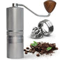 Manual Portable Coffee Grinder with 7 Star Conical Burr, 60 Clicks External Adjustment Full-Metal Coffee Grinder for Coffee Bean Grinder for Espresso, French Press, Travel, Camping, Home & Office Use - color: Silver