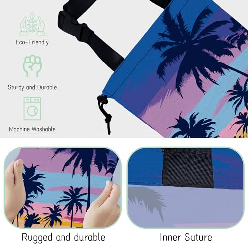 Palm Trees Car Garbage Bag,Sunset Waterproof Small Car Trash Bag Hanging Back of Seat,Drawstring Hanging Car Trash Bag with Adjustable Buckle for Car Accessories - color: Palm Trees