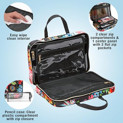 Conair Travel Toiletry Bag - Makeup Bag - Cosmetic Bag -Travel Makeup Bag - color: Black Floral