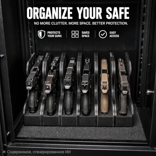 XARVO Magnetic Pistol Rack for Gun Safe, Modular Handgun Holder Organizer, Soft Foam Scratch-Free Storage Expandable Fits Most Pistols Revolvers Slots Shelf Accessory Firearm