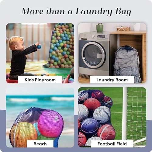 Handy Laundry Mesh XL Laundry Bag - Durable, Machine Washable with Secure Drawstring Closure - Perfect for College Dorms, Laundromats, Apartments (Navy, Large 24" x 36") - color: Navy
