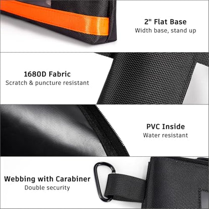 KENOBE 13" Tool Pouches with Zipper, Heavy Duty Small Tool Bag with Visible Window, Multipurpose Storage Utility Pouch for Tools, Gadgets, Cosmetics, Stationery, Travel Accessories, 3 Pack
