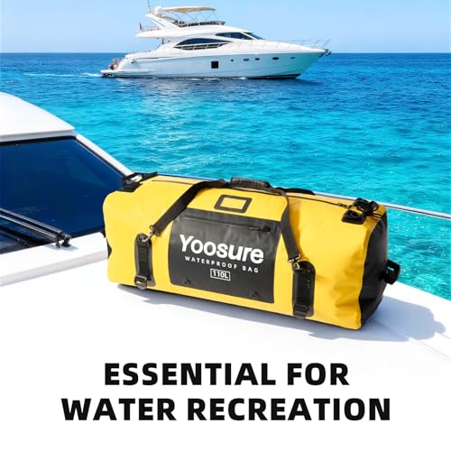 110L Waterproof Duffel Bag 35IN - Airtight Zipper Dry Bags, Extra Large Dry Bag with Straps&Handles for Camping Boating Kayaking Rafting Canoeing Gym Beach Car Roof Storage (Black) - color: Black