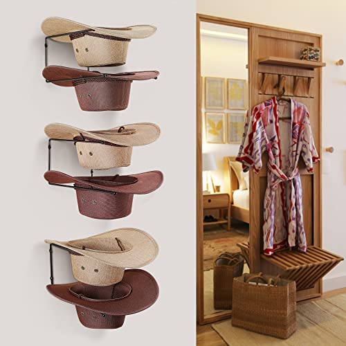 Taozun Cowboy Hat Rack - Cowboy Hat Holder DIY Hat Hangers for Wall Display, Black Hat Holder Organizer, 6 Pieces(A Beautiful Christmas Gift) - style: 6PC
