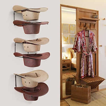 Taozun Cowboy Hat Rack - Cowboy Hat Holder DIY Hat Hangers for Wall Display, Black Hat Holder Organizer, 6 Pieces(A Beautiful Christmas Gift) - style: 6PC