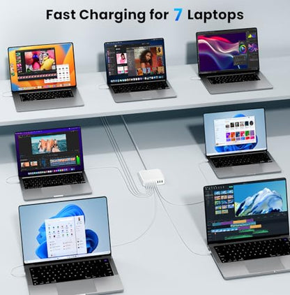 780W USB C Charger Block Fast 10-Port USB C Charging Station GaN PD 120W Laptop Charger Adapter for MacBook Pro/Air, DELL, iPad, iPhone, Samsung Galaxy White - color: White