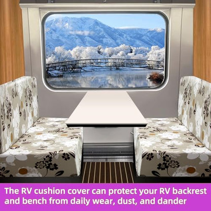 TOPCHANCES RV Dinette Cushion Covers,Stretch Camper Cushions Cover Replacement Bench Cushion Cover Washable Loveseat Slipcovers for Travel Trailer Couch (Pattern 5) - color: Pattern 5