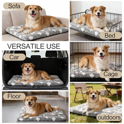 Dog Crate Mat, 4 Piece Reversible Pet Bed, Polyester, Machine Washable, Small Dogs & Cats, Rectangular(Gray Star, 30" L x 20" W x 1.5" Th) - color: Grey Star-4pcs, size: 30"L*20"W*1.5"Th