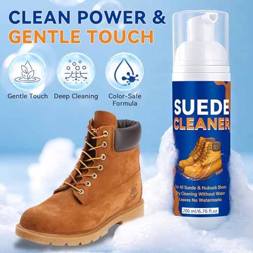 Suede Shoe Cleaner, Professional Shoe Cleaner Removes Stains, Salt, Dirt, Powerful Foam Suede Cleaner Kit for Nubuck, Suede, Knit, Canvas, Boots, Trainer, Suede Fabric of Bags, Furniture, Jacket