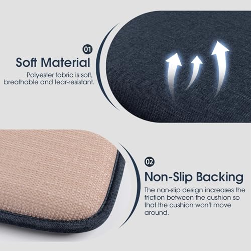 TushGuard Chair Cushions, 4 Pack Memory Foam Chair Pads, Seat Cushion, Kitchen Chair Cushions Set of 4, Anti-Slip Backing & Fixed Straps,Blue - color: Dark Blue