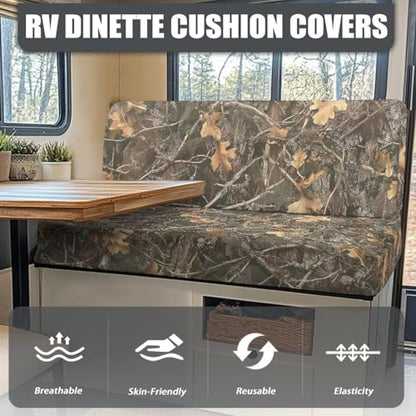 Camo Branch RV Bench Seat Covers for Dinette - Tree Branch Rv Couch Cover Stretchable for Rv Camper Universal Rv Accessories Furniture Sofa Chair Cover - color: Camo Branch