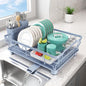 Dish Drying Rack - Space Saving Dish Rack - Dish Racks for Kitchen Counter with Drainboard,Rustproof Dish Drainer with Removable Utensil Holder,Blue - color: 1 Tier-blue