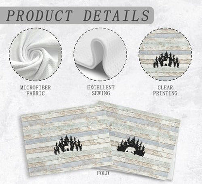 Wild Animal Deer Moose Bear Forest Camping Kitchen Towels and Dishcloths Sets of 2,Campsite Cabin RV Drying Cloth Hand Towels Tea Towels for Bathroom Kitchen,Campers Camping Lovers Gifts,16×24 inches - color: Wild Animal-1