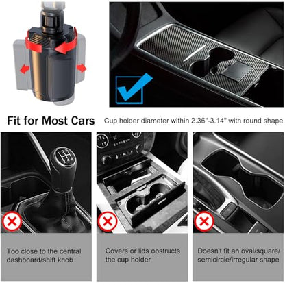 Larger Car Cup Holder Tray, 9~11 inch Expandable Car Food Tray for Eating Hamburger/Snacks, Car Travel Cup Coffee Table Stand 360° Rotating Tray Table with Phone Holder, Road Trip Essentials - color: Larger Tray