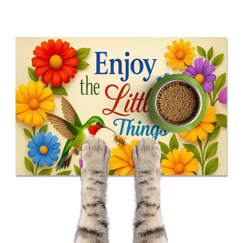 HOMETITUTE Cat Food Mat 20" x 12", Non Slip Dog Cat Food Mat for Food and Water Bowls, Easy Clean Fast Dry Absorbable Pet Bowl Mat for Indoor Pets - color: colorful10
