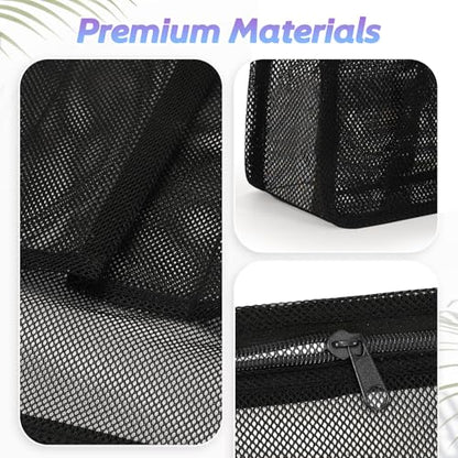famichan Portable Mesh Shower Caddy, Gym Travel Camp Dorm Room Essentials for College Student Boy Girl, Bathroom Shower Bag - Black - color: Black