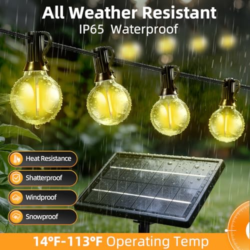 Solar Lights Outdoor Waterproof: G40 10M 33FT Shatterproof Bulbs Patio Lights - Solar Powered 3 Light Modes Solar Light - Camping Backyard Garden Deck Outside Yard - size: 33FT