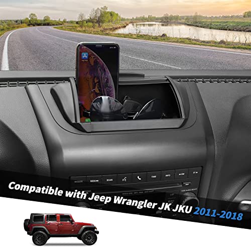Jimen for JK Dash Tray, Center Console Dashboard Organizer Interior Storage Accessories Compatible with Jeep Wrangler JK & Unlimited 2011-2018