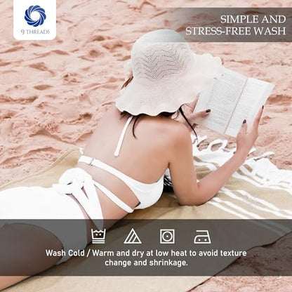 Cotton Turkish Beach Towel with Towels Oversized 36"x72" Pool Absorbent Extra Large Quick Dry Sand Travel Towel (Beige, 2 Pack) - color: Beige, size: 2 Pack