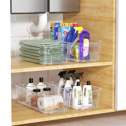Clear Fridge Organizer, Refrigerator Organizer Bins with Handle, Freezer, Kitchen Cabinet, Pantry Organization, BPA Free Fridge Organizers (12.4 inch 6 Pack) - size: 12.4 inch 6 Pack