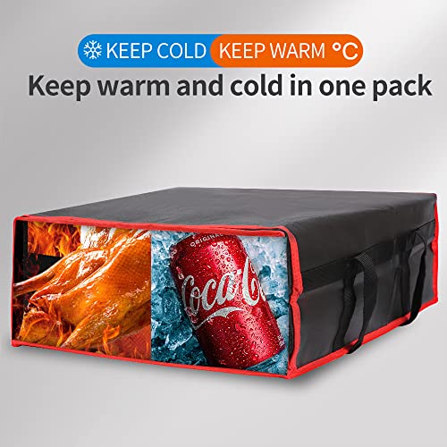Bodaon Insulated Pizza Delivery Bag, 20" x 20" x 8" Pizza Warmer Bags for Carry Hot, Insulated Food Delivery Bag, Insulated Grocery Bags, Black with Red Edge, 1-Pack - color: Black-red Edge, size: 20" x 20" x 8"