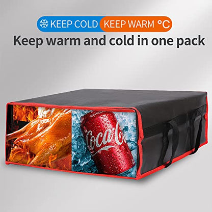 Bodaon Insulated Pizza Delivery Bag, 20" x 20" x 8" Pizza Warmer Bags for Carry Hot, Insulated Food Delivery Bag, Insulated Grocery Bags, Black with Red Edge, 1-Pack - color: Black-red Edge, size: 20" x 20" x 8"
