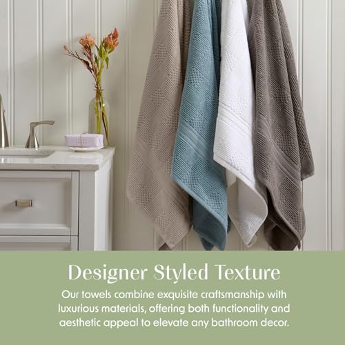 Springtree Home 100% Cotton Bathroom Towel Set | 6 Piece Set - Brown Bath Towels | Geometric Textured Design | Absorbent & Quick-Dry | Oeko-TEX® Standard 100 Cotton | Myla Collection - Cobblestone - color: Cobblestone, size: 6 Piece Set