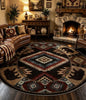 YIHOUSE Southwestern Round Rug 6ft, Low Pile Soft Circle Area Rug with Non-Slip Backing, Western Rustic Washable Rugs for Living Room, Bedroom - color: Bear, size: 6' (Round)