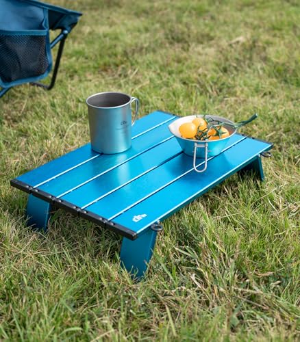 iClimb Ultralight Compact Mini Beach Picnic Folding Alu. Table with Carry Bag, Two Size (Blue - L) - color: Blue, size: Large