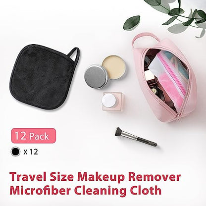Makeup Remover Cloth, 6" x 6" Makeup Remover Towels Reusable Face Cloth for Washing Face, Makeup Remover Pads Microfiber Face Washcloth with Mesh Bag, 12 Pack, Grey - color: Grey