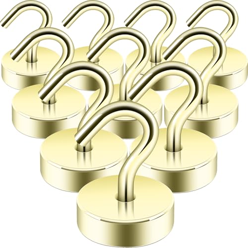 Neosmuk Magnetic Hooks, Cruise Ship Essentials, 40lb+ Heavy Duty Magnetic Hooks for Cruise Cabins, Refrigerator, Grill, Hanging, and Travel | Extra Strong Must-Haves Magnet Hook,Gold,Pack of 10 - color: Gold, size: 40lb Magnetic Hooks
