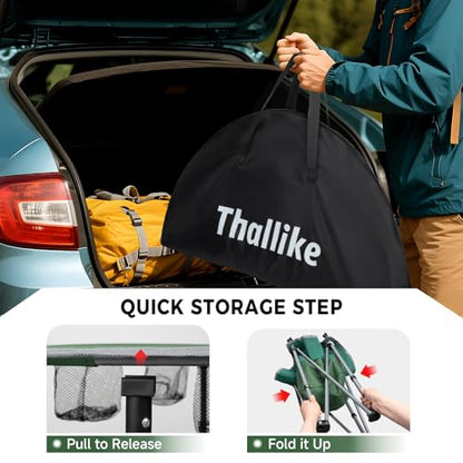 Portable Lightweight Folding Camping Table - Collapsible Foldable Picnic Camp Table with Cooler 4 Enlarged Upgraded Cup Holders and Carry Bag for Tailgating Beach BBQ RV Hiking Party Travel