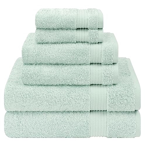 Cotton Paradise 6 Piece Towel Set, 100% Cotton Soft Absorbent Turkish Towels for Bathroom, 2 Bath Towels 2 Hand Towels 2 Washcloths, Mint Towel Set - color: Mint Green