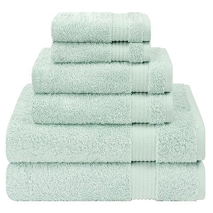 Cotton Paradise 6 Piece Towel Set, 100% Cotton Soft Absorbent Turkish Towels for Bathroom, 2 Bath Towels 2 Hand Towels 2 Washcloths, Mint Towel Set - color: Mint Green