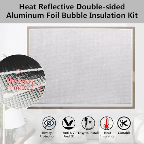 Magnetic Window Insulation Kit Suitable for Summer and Winter, Heat Reflective Window Film and Magnetic Strip Kit Suitable for Windows,RV Windows,Self Adhesive Easy Installation (48"x72"(122x183cm)) - size: 48" x 72"