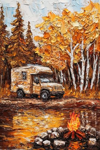 Camping Rv Canvas Wall Art, Car Wall Decor Canvas Picture Artwork Painting, Birthday Holidays Gift 16 * 24 Frameless
