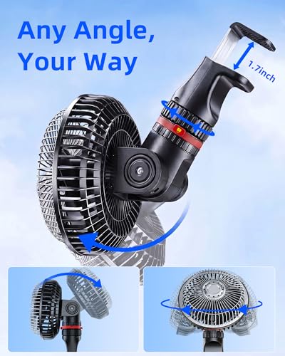12V Car Clip Fan & 24V Truck Fan, SUV Sun Visor, 1.7m Cord, Strong Airflow Stepless Speed, Semi Truck Sleeper Quiet Cooling Fan