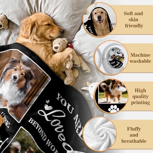 Custom Dog Memorial Blanket with Pictures & Name in Loving Memory of Loss Pet, Personalized Dog Blanket with Photos, Customized Pet Blankets Sympathy Bereavement Gift for Loss of Pets Owner - color: Design5