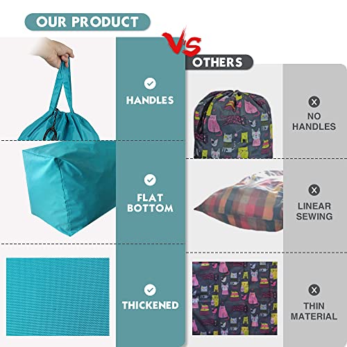 Tear Proof Nylon Laundry Bag with Handles (2 Pack),Travel Laundry Bag with Drawstring Closure,Dirty Clothes Bag Fit Most Laundry Hamper or Basket,27.5x34.5 in,Blue Aqua - color: Blue Aqua (2 Pack)