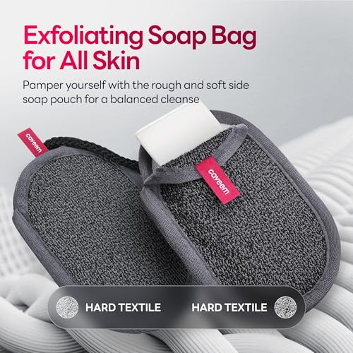 CAVEEM Soap Bag, Rough Exfoliation Soap Pouch for Bar Soap, Soap Mesh Pocket Bar Holder Washing and Drying Bags, Soap Sack Sponge Bag for Shower Bath (2 Pack) - style: Rough Exfoliation