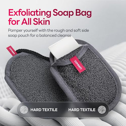 CAVEEM Soap Bag, Rough Exfoliation Soap Pouch for Bar Soap, Soap Mesh Pocket Bar Holder Washing and Drying Bags, Soap Sack Sponge Bag for Shower Bath (2 Pack) - style: Rough Exfoliation