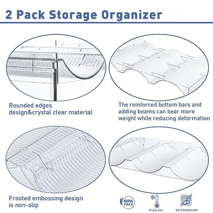 Stackable Water Bottle Organizer for Cabinet, Plastic Bottle Holder Designed for Starbucks Studded Tumblers up to 40oz, Plastic Cup Holder&Wine Rack for Pantry,Cupboard- 2 Layers Hold 6 Bottles - size: 2 layers