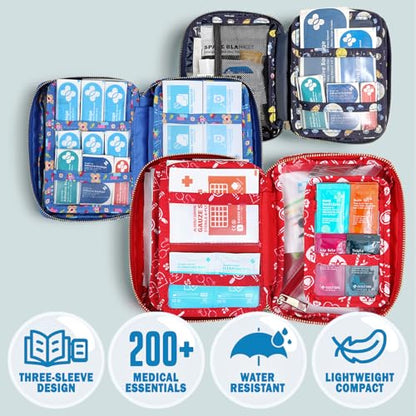 EVERLIT Care Rescue Pack | Family-Friendly First Aid Kit for Kids with 200 Pcs Medical Supplies | Travel-Friendly Compact Storage Bag for Home, Car, Travel, Camping, Adventure (Christmas) - color: Christmas
