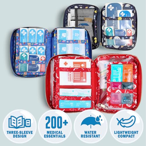 EVERLIT Care Rescue Pack | Family-Friendly First Aid Kit for Kids with 200 Pcs Medical Supplies | Travel-Friendly Compact Storage Bag for Home, Car, Travel, Camping, Adventure (Galaxy) - color: Galaxy