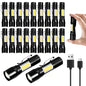 KunHe 20 Pack Rechargeable Flashlights USB-C Mini LED Adjustable Focus Bright Clip-On EDC Flashlight with Side COB Light for Camping Home Emergency - size: 20 PACK